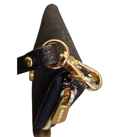 New Michael Kors Large Flat Multifunction Phone Case Wristlet Blk Glitter Wallet - Picture 15 of 16